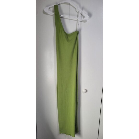 Lulus Dresses & Skirts - Lulus Show Stealer Lime Green One-Shoulder Asymmetrical Ribbed Maxi Dress SZ LG